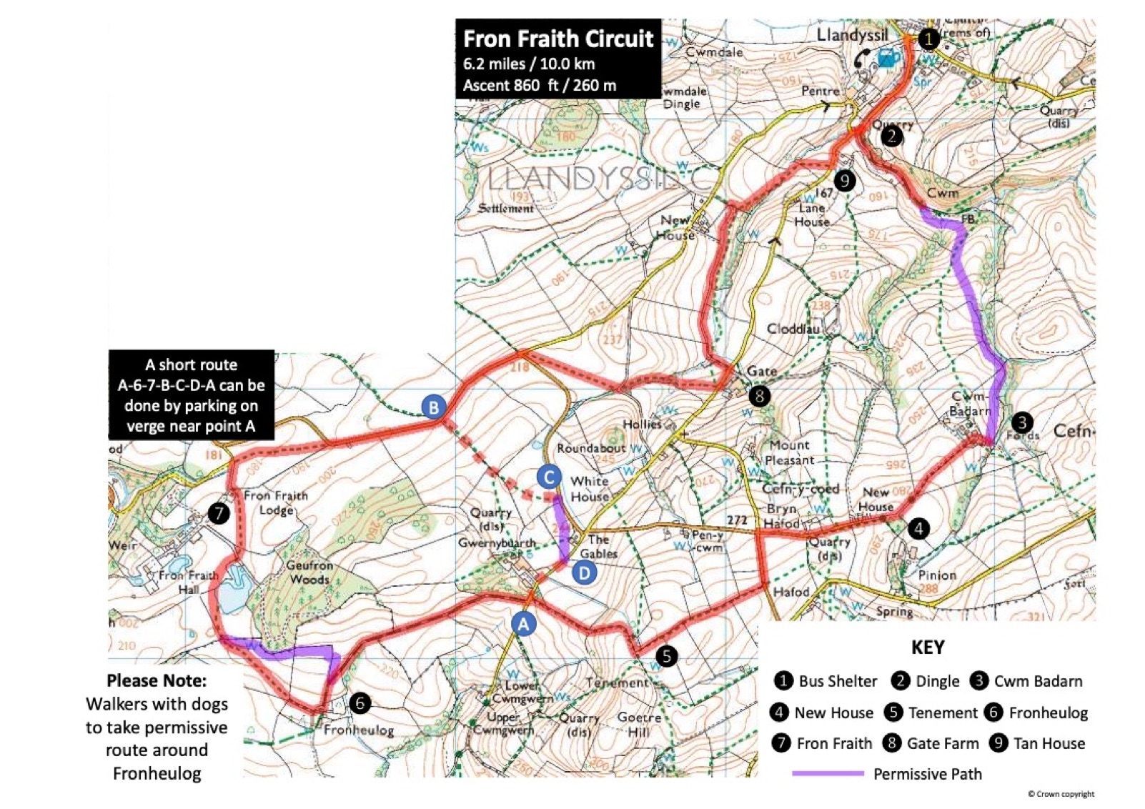 Map showing the Fron Fraith circuit