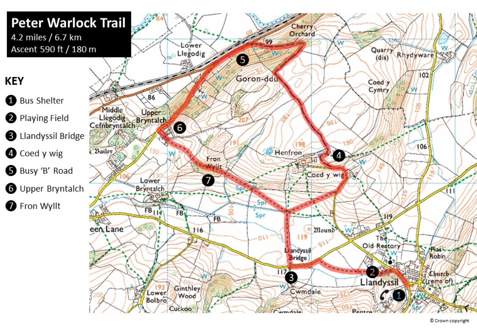 Map showing the Peter Warlock Trail