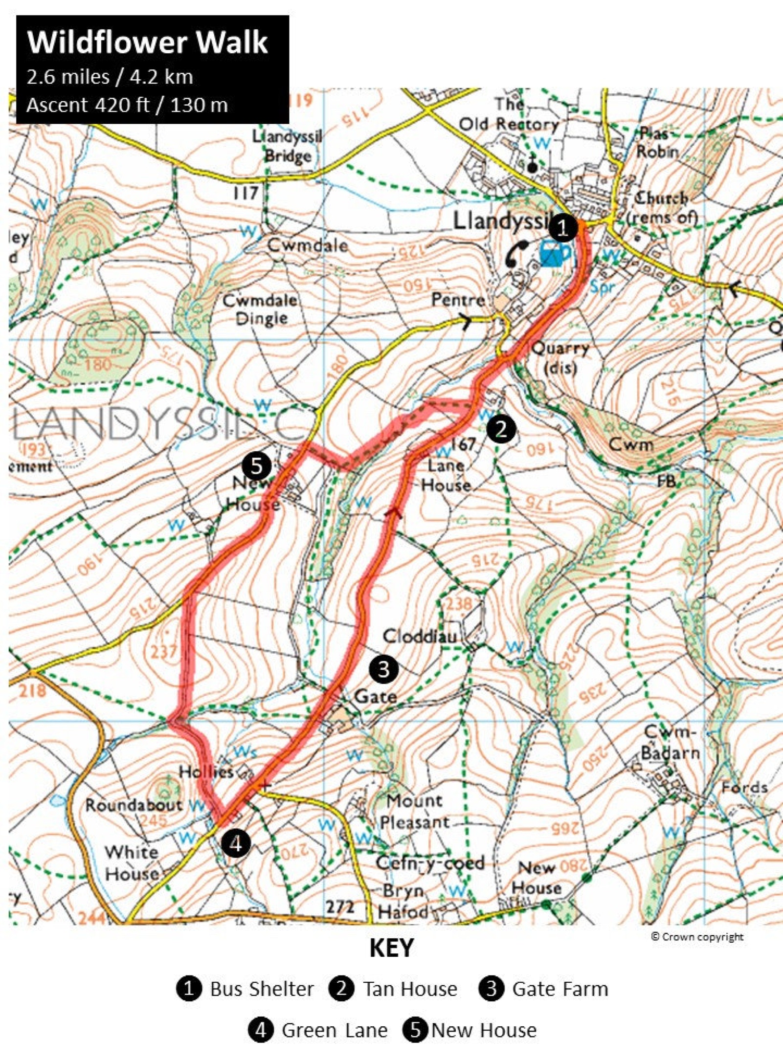 Map showing the Wildflower walk