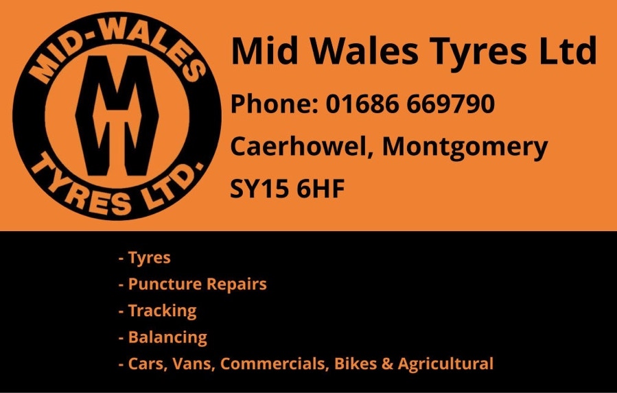 Advert for Mid Wales Tyres